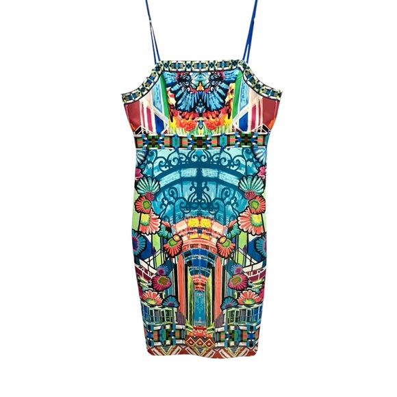 Anthropologie Dresses & Skirts - Anthro Champagne Strawberry Midi Dress Colorful Print Sheath Maximalist Large